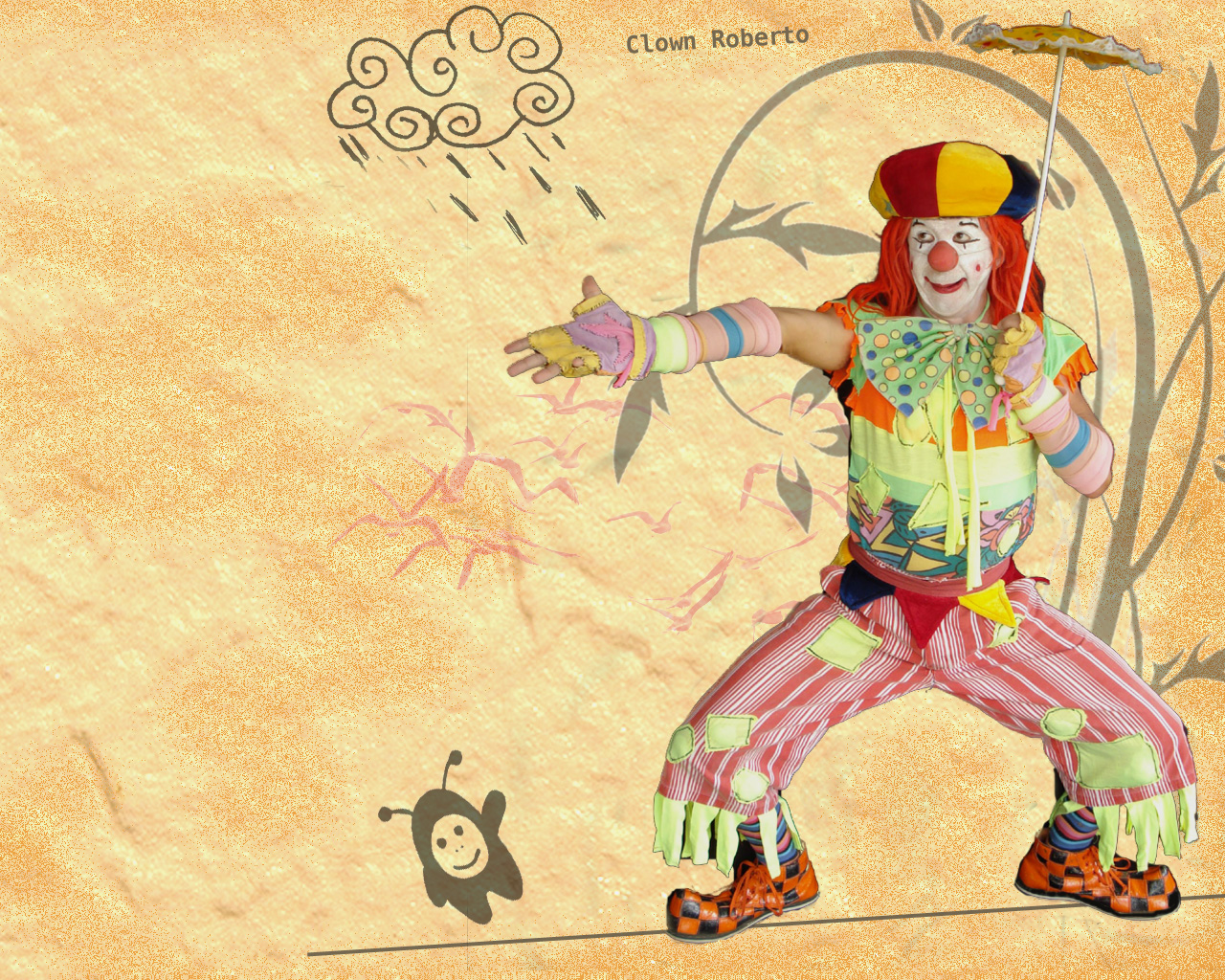 ecran de veille et papier de bureau clown mime marionnette