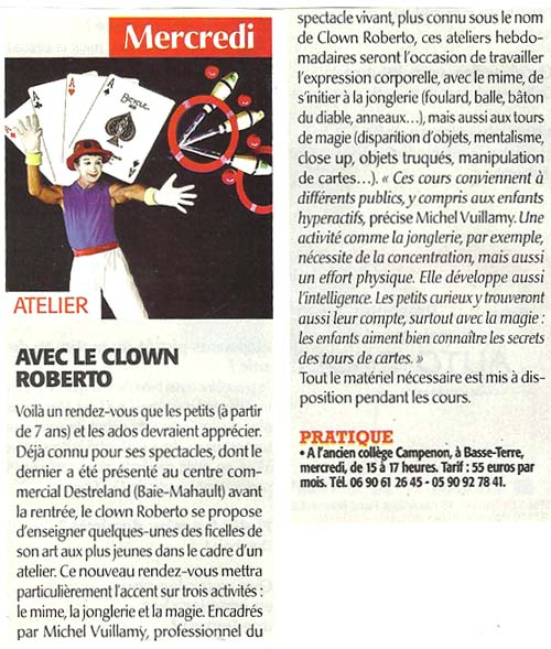 Atelier mime magie jonglerie